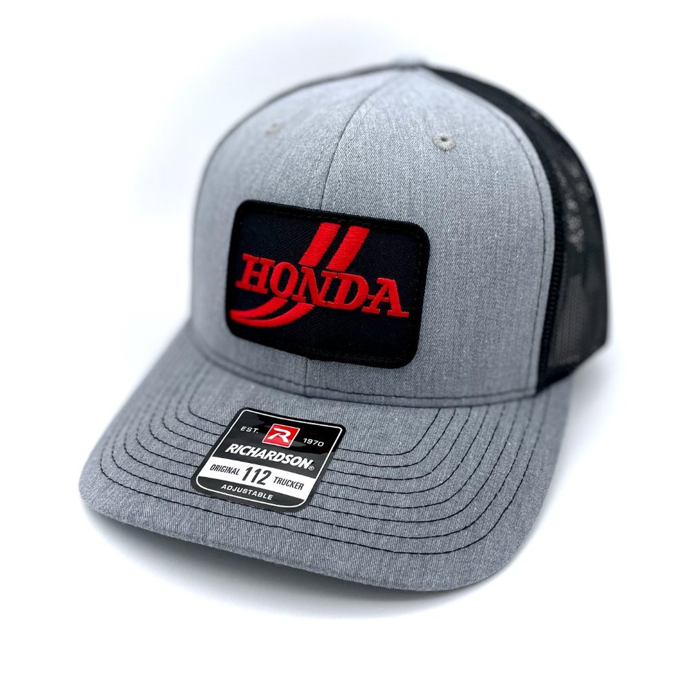 Vintage Honda Racing Patch Hat - Richardson 112 Heather Grey Trucker Cap - Picture 6 of 6